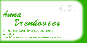 anna drenkovics business card